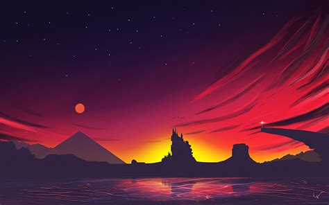 2560x1600 Minimal Sunset Landscape 4k Wallpaper,2560x1600 Resolution HD 4k Wallpapers,Images ...