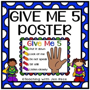 Free Give Me Five Poster by Teaching with Jen Rece | TpT