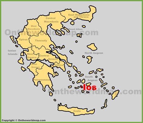 Ios island location on the Greece map - Ontheworldmap.com