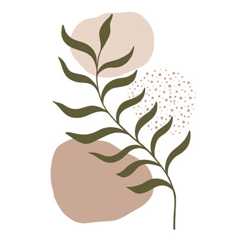 Aesthetic Leaf Plant With Abstract Shapes. Minimalist style. Nature. 15736594 PNG