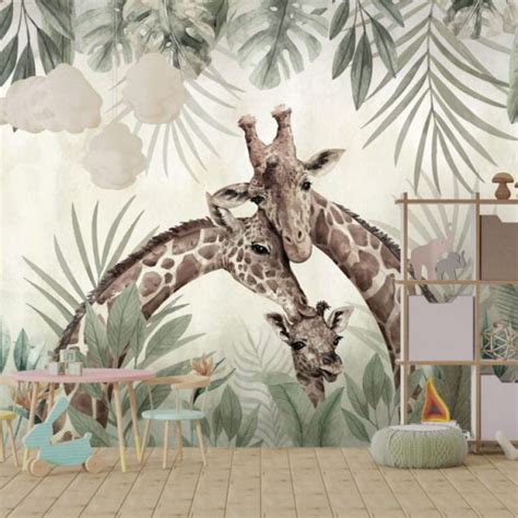 Giraffe Family Wallpaper Mural | Silk Interiors Wallpaper Australia