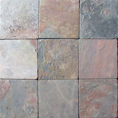 MSI Multi Color 4 in. x 4 in. Tumbled Slate Floor and Wall Tile (1 sq. ft. / case)-THDW3-T ...