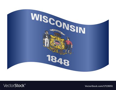 Flag of wisconsin waving on white background Vector Image