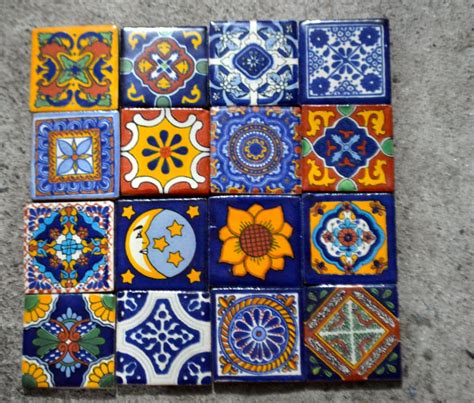 16 Mexican Talavera Tiles Handmade, Hand Painted 2 x 2 - Etsy