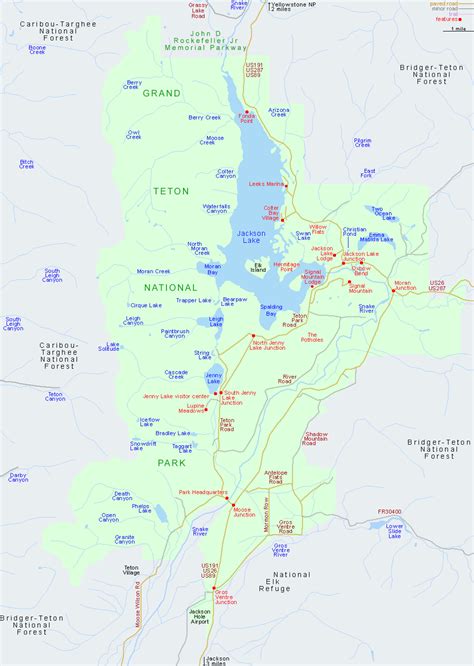 Map of Grand Teton National Park, Wyoming