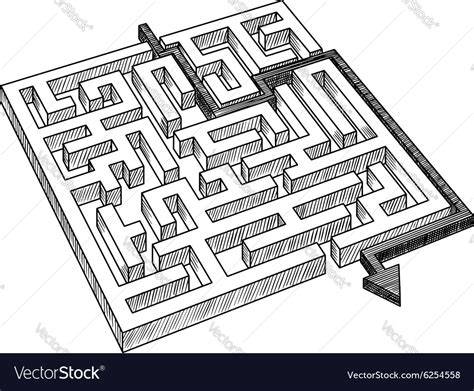 Labyrinth or maze solved arrow Royalty Free Vector Image