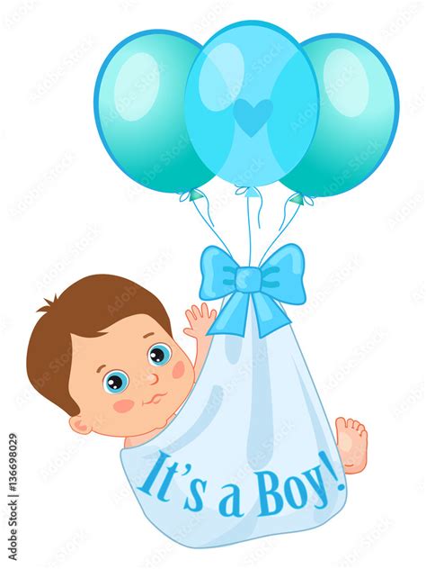 Cute Toddlers. It's A Boy Vector. Baby Boy Shower Invitation Card ...