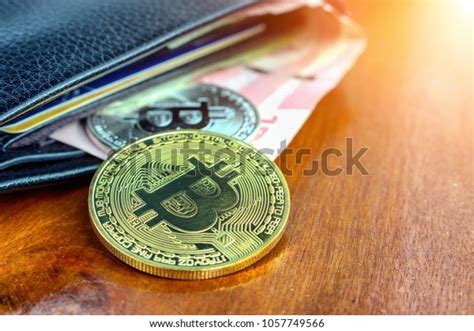 Wallet Has Bitcoin Cryptocurrency Coin Gold Stock Photo (Edit Now ...