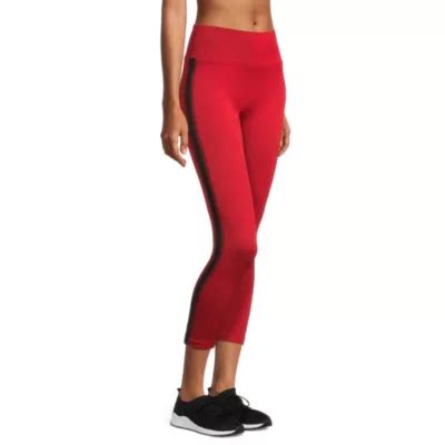 Sports Illustrated Seamless Womens Moisture Wicking 7/8 Ankle Leggings, Color: Striking Red Blk ...