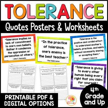 Tolerance Quotes Posters and Activities by Kirsten's Kaboodle | TpT