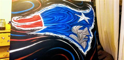 A painting I made for my friends man cave. what you think? : r/Patriots