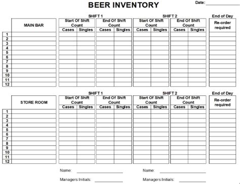 Alcohol Printable Liquor Inventory Sheets - Printable Form, Templates ...