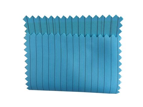 Dust Free ESD Fabric 5mm Stripe 100D X 100D Woven Twill For Workwear ...