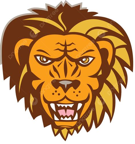 Angry Lion Big Cat Growling Head Retro Flowing Graphics Growl Vector, Flowing, Graphics, Growl ...