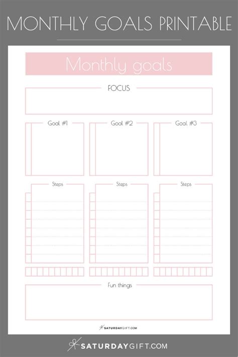 Printable Monthly Goals Template