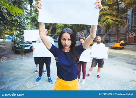 Group Of Protesting Young People Outdoors Stock Photo - Image of female ...