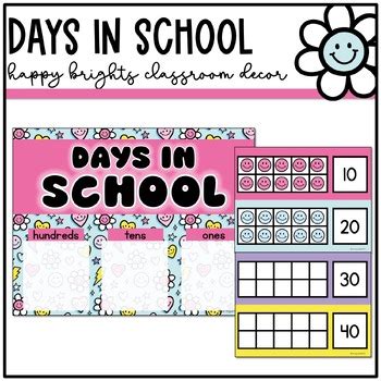 Happy Brights Classroom Decor: Days in School by Learning with Kiki