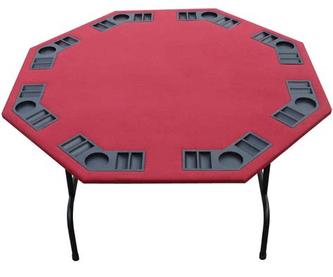 52" Burgundy Felt Folding Octagon Poker Table For Texas Holdem, Cards ...