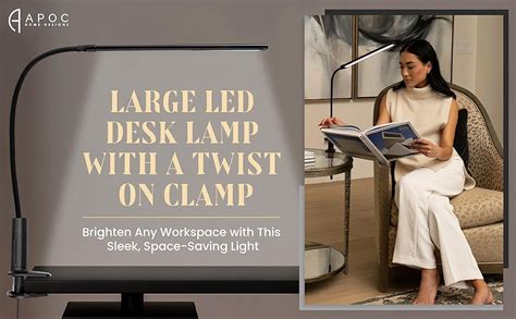 LED Bright Desk Lamp with Clamp – Eye-Friendly Flexible Dimmable Gooseneck Lamp Light with Twist ...