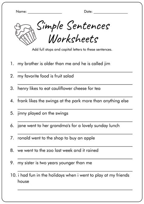 Simple Sentence Worksheets 6th Grade | Simple sentences, Simple sentences worksheet, Sentences