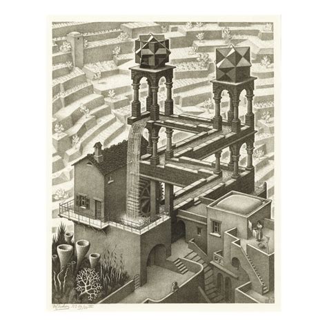 M. C. ESCHER | WATERFALL (B./K./L./W. 439) | Prints & Multiples Day ...