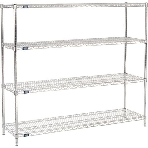 Nexel® Chrome, 4 Tier, Wire Shelving Starter Unit, 60"W x 18"D x 63"H