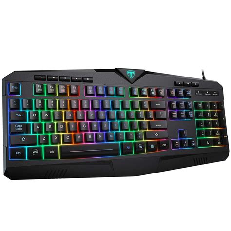 PICTEK RGB Gaming Keyboard USB Wired Keyboard, Crater Architecture Backlit Computer Keyboard ...