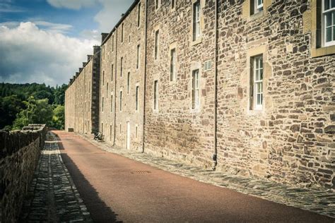 View of New Lanark Heritage Site, Lanarkshire in Scotland, United ...