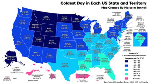 U.S. Coldest Days Map | Wondering Maps