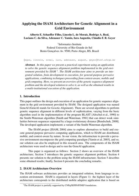 (PDF) Applying the ISAM Architecture for Genetic Alignment in a Grid ...