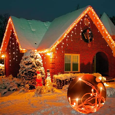 Twinkle Star 360 LED Christmas Icicle Lights Outdoor Dripping Ice Cycle Lights, 29.5ft 8 Modes ...