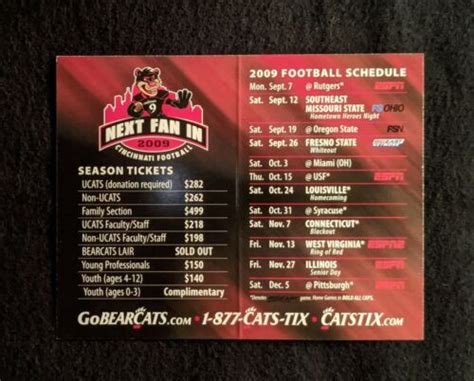 2009 Cincinnati Bearcats Football Schedule - Brian Kelly (Head Coach ...