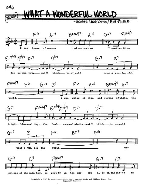 What A Wonderful World sheet music by Louis Armstrong (Real Book - Melody, Lyrics & Chords - C ...