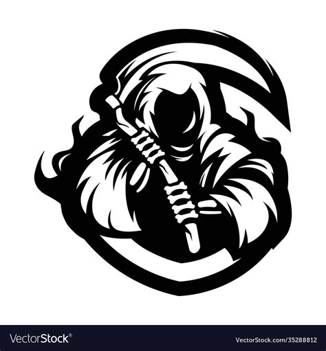 Reaper mascot logo silhouette version grim Vector Image