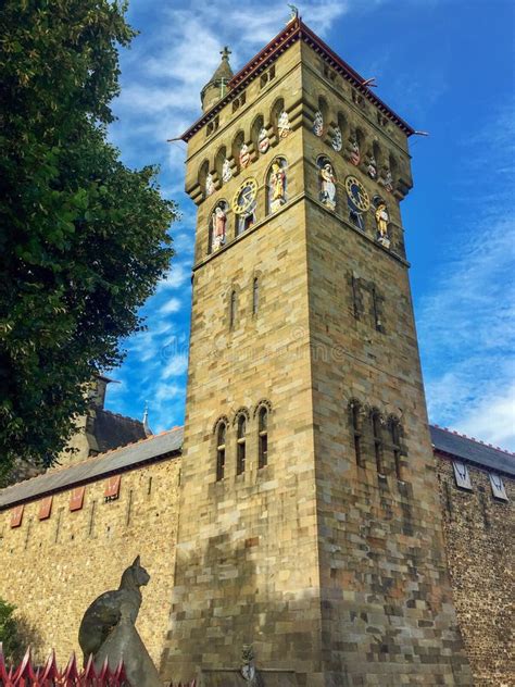 Cardiff, Wales, UK. Clock Tower of Cardiff Castle Stock Photo - Image ...