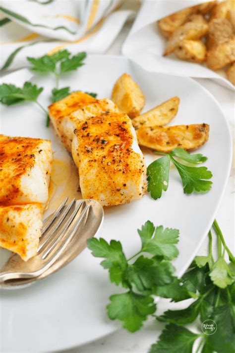 Easy Air Fryer Halibut Recipe with Lemon Butter Sauce • The Fresh Cooky