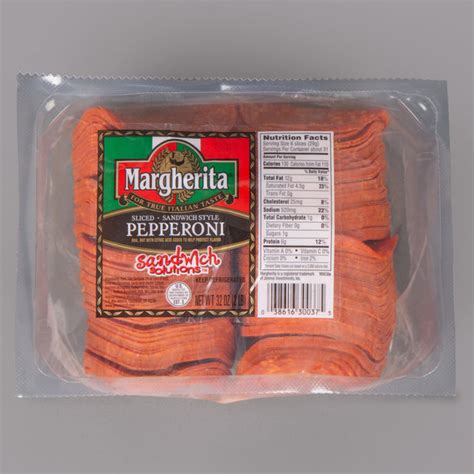 Margherita 2 lb. Sandwich Style Sliced Pepperoni - 8/Case