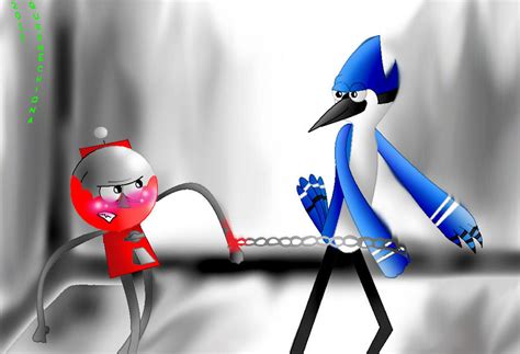 Mordecai and Benson-Chains by QueenEchidna on DeviantArt