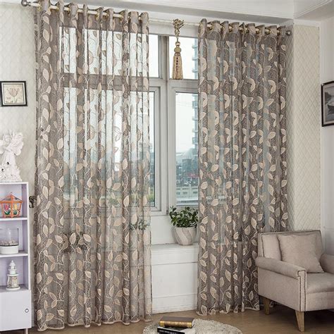 2 Panel Breathable Half Black-out Voile Sheer Curtains Bedroom Living Room Window Screening ...