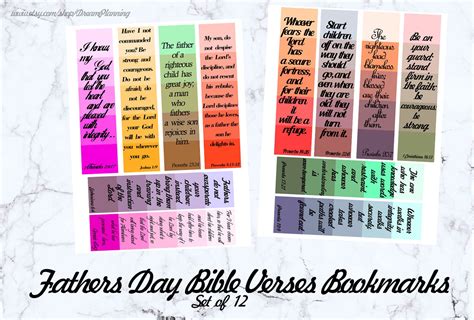 Christian Father's Day Bookmarks Christian Bookmarks Printable Bible Journaling Bible Verses ...