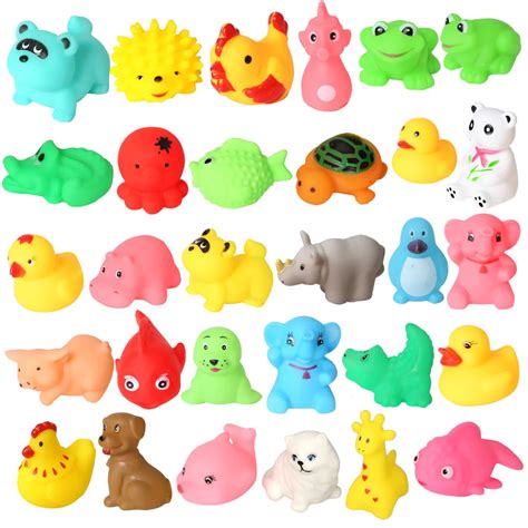 30 Piece Mini Colorful Animals Rubber Bath Toys Cute Rubber Assorted ...