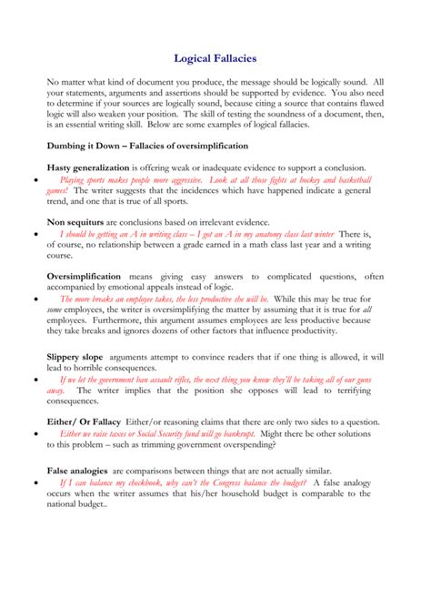 Logical Fallacies Worksheet With Answers – Englishworksheet.my.id