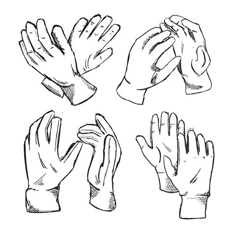 Premium Vector | Protective gloves clipart sketch set