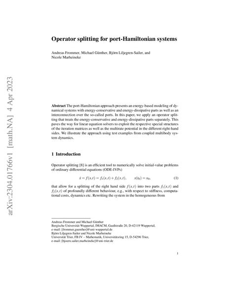 Operator splitting for port-Hamiltonian systems | DeepAI