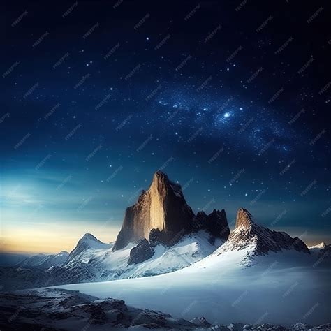 Premium AI Image | A night sky with stars and mountains in the background