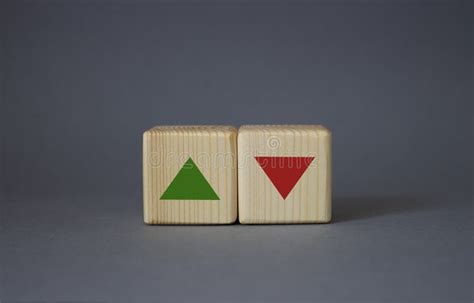 Interest Rate Symbol. Two Wooden Cubes with Arrow Going Down and Arrow ...