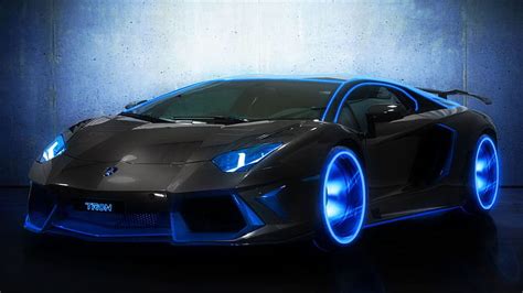 Neon blue aventador, supercar, neon, lambo, aventador, HD wallpaper | Peakpx