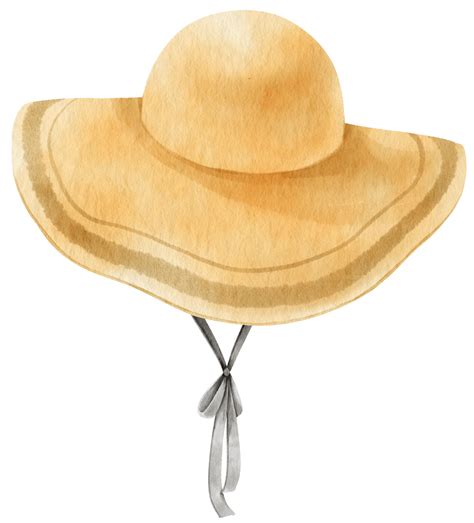 Straw Floppy hat watercolor illustration for summer fashion 9786900 PNG