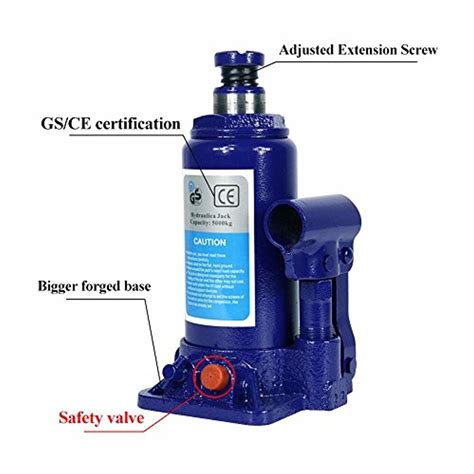 5 Ton Hydraulic Bottle Jack With Safety Valve Blue Car Jack - 5 Ton Capacity/ZBN - Jacks & Stands