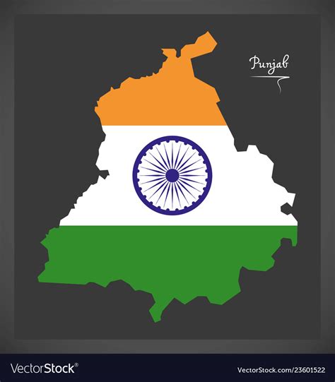 Punjab map with indian national flag Royalty Free Vector